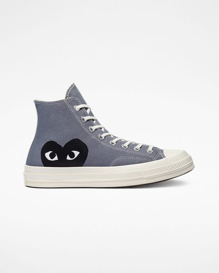 Men's Converse x Comme des Garçons PLAY Chuck 70 High Top Shoes Grey / Black | AU C1598R